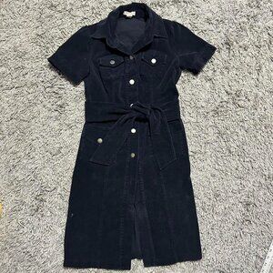 2000s Vintage Forever 21 Boho Minimalist Corduroy Midi Dress Size M